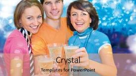  Presentation with bohemian party - Audience pleasing slides consisting of singing reflections - three friends making party backdrop and a coral colored foreground