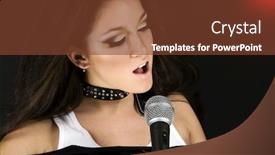  Presentation with rock star - PPT theme having singing rock star with beautiful make up background and a tawny brown colored foreground