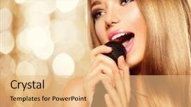  Presentation with teenage girl - Beautiful PPT theme featuring singing teenage girl with microphone backdrop and a coral colored foreground