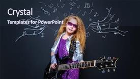  Presentation with rock star - PPT theme featuring hardrock - little rock star singing background and a tawny brown colored foreground