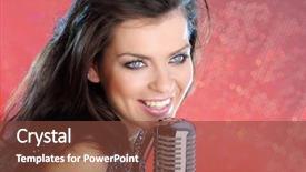  Presentation with microphone - Audience pleasing presentation design consisting of singing woman with retro microphone backdrop and a  colored foreground