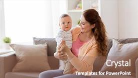  Presentation with happy baby - Amazing theme having single - family child and motherhood concept backdrop and a coral colored foreground