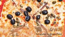  Presentation with pizza - Slide deck featuring single-anchovies-italian-pizza-texture background and a yellow colored foreground