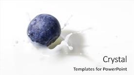  Presentation with lentil milk - Slide deck featuring single blueberry falling into milk background and a  colored foreground