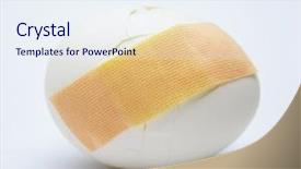  Presentation with concrete cracked and steel - Audience pleasing slides consisting of single cell protein - cracked white egg with plastic backdrop and a sky blue colored foreground