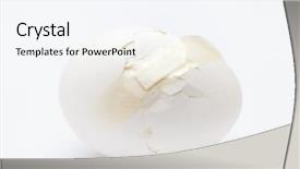  Presentation with cracked - Slide deck featuring single cell protein - cracked white egg background and a sky blue colored foreground