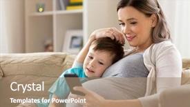  Presentation with pregnant mother - Slide deck enhanced with single celled - family technology and pregnancy concept background and a coral colored foreground