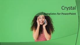  Presentation with cell phone towers - Beautiful presentation theme featuring single celled - photo of attractive woman 20s backdrop and a  colored foreground