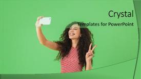  Presentation with photo - Beautiful presentation featuring single celled - photo of content woman 20s backdrop and a  colored foreground