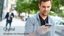  Presentation with walking - Colorful presentation enhanced with single celled - young man walking backdrop and a light blue colored foreground