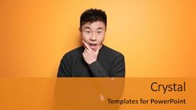  Presentation with single color - Cool new PPT layouts with single colors - portrait of young asian man backdrop and a  colored foreground