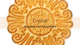  Presentation with cookie - Colorful slide deck enhanced with single cookie isolated on white backdrop and a yellow colored foreground