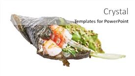  Presentation with prawn - PPT theme having single-delicious-prawn-and-avocado background and a white colored foreground