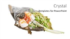  Presentation with prawn - Presentation theme consisting of single-delicious-prawn-and-avocado background and a  colored foreground