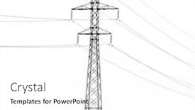  Presentation with electrical - Colorful slide set enhanced with single electrical steel pylon isolated on white background backdrop and a white colored foreground