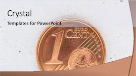  Presentation with euro - Beautiful PPT theme featuring single euro cent coin detail backdrop and a white colored foreground