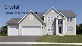  Presentation with tan - Cool new PPT theme with suburban home with tan siding and arched entry backdrop and a teal colored foreground