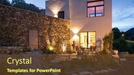  Presentation with village - Presentation theme featuring single-family-house-exterior-seen background and a tawny brown colored foreground