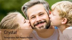  Presentation with father teaching children - PPT layouts consisting of single father kissed by children background and a  colored foreground