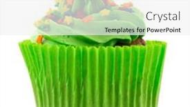  Presentation with confetti - Theme consisting of single green cupcake with confetti stars background and a white colored foreground