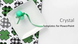  Presentation with green plate - PPT theme featuring single-green-egg-with-bow background and a white colored foreground