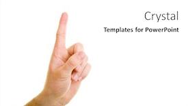  Presentation with finger - PPT theme with single-hand-shows-a-finger background and a white colored foreground