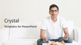  Presentation with indian lunch - PPT layouts having single indian man eating food background and a sky blue colored foreground