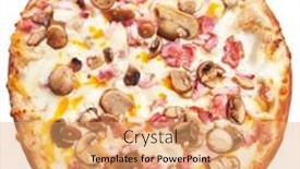  Presentation with italian - Theme with single-italian-carbonara-pizza-over background and a coral colored foreground