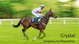  Presentation with horse racing - Cool new presentation design with single jockey on horse racing backdrop and a gold colored foreground