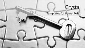  Presentation with jigsaw - Beautiful slide set featuring single key on jigsaw puzzle backdrop and a light gray colored foreground