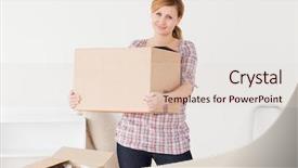  Presentation with sportswoman boxing woman - Slide deck consisting of single mother - blond-haired woman carrying cardboard boxes background and a lemonade colored foreground