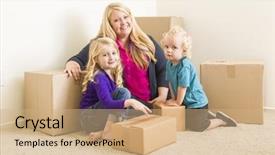  Presentation with family floral - Audience pleasing PPT theme consisting of single mother - happy young family in empty backdrop and a coral colored foreground