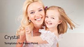  Presentation with mom daughter - PPT theme enhanced with single mother - mom and daughter having fun background and a coral colored foreground