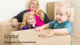  Presentation with room - Slide deck consisting of single mother - playful young family in empty background and a lemonade colored foreground