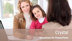  Presentation with real woman hair texture human - PPT theme enhanced with single mother - woman in real-estate agency background and a coral colored foreground