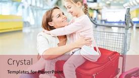  Presentation with airport terminal - PPT theme having single-mother-and-daughter background and a red colored foreground