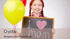  Presentation with balloons - Slides having single mothers adolescents - charming girl holding balloons background and a  colored foreground