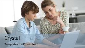  Presentation with homework - Presentation consisting of single mothers adolescents - mother looking after son doing background and a light blue colored foreground