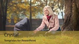  Presentation with mother baby - Beautiful PPT layouts featuring single mothers adolescents - young mother looking at her backdrop and a  colored foreground