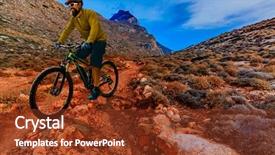  Presentation with mountain bike - Colorful presentation enhanced with single mountain bike rider backdrop and a tawny brown colored foreground