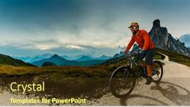  Presentation with mountain bike - Beautiful theme featuring single-mountain-bike-rider backdrop and a tawny brown colored foreground