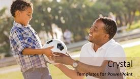  Presentation with father son hands - Amazing slide deck having single parent - african american father hands new backdrop and a coral colored foreground