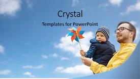  Presentation with blue sky - Beautiful PPT theme featuring single parent - family childhood fatherhood leisure backdrop and a teal colored foreground