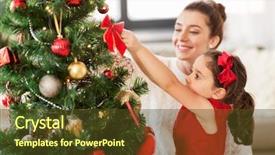  Presentation with winter family - Slide set with single parent - family winter holidays and people background and a tawny brown colored foreground