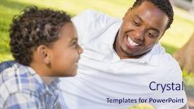  Presentation with father - Slide deck enhanced with single parent - happy african american father background and a sky blue colored foreground