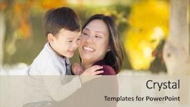  Presentation with mom - Beautiful theme featuring single parent - happy chinese mom having fun backdrop and a soft green colored foreground