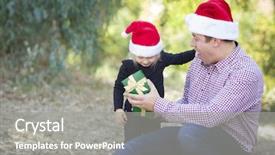  Presentation with daughter - Cool new slide deck with single parent - happy father giving young daughter backdrop and a gray colored foreground