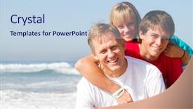  Presentation with parent children - Colorful theme enhanced with single parent - happy mid-aged father and children backdrop and a sky blue colored foreground