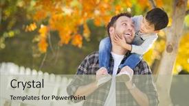  Presentation with race - Slide set consisting of single parent - happy mixed race boy riding background and a mint green colored foreground