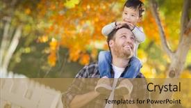  Presentation with race - PPT theme having single parent - happy mixed race boy riding background and a coral colored foreground
